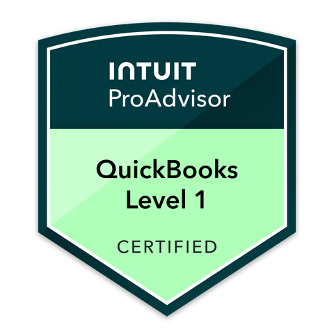 Intuit QuickBooks Bookkeeping Certification Level 1 badge